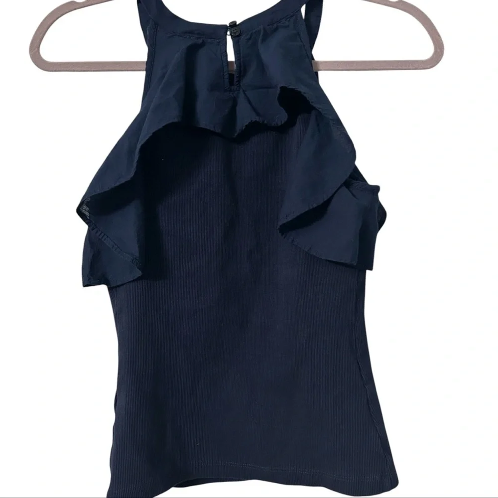 Anthropologie Maeve Ruffled Rib Halter
Tank Sleeveless Navy Top Women’s Size XS - Picture 6 of 8
